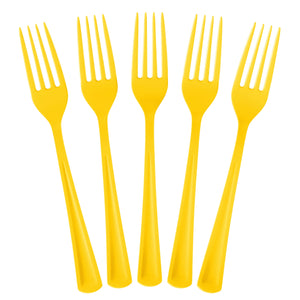 Yellow Plastic Forks | 25 Count