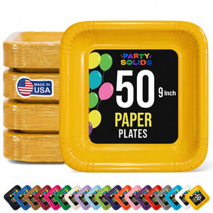 9 In. Yellow Square Paper Plates - 50 Ct.