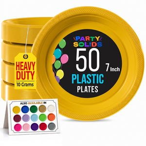 7 in. Yellow Plastic Plates | 50 Count