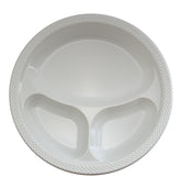 10 In. Round White Compartment Plates
