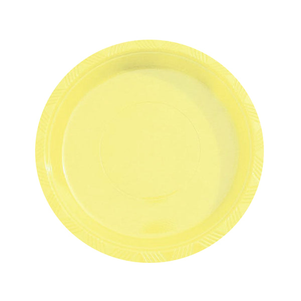 7 In. Light Yellow Plastic Plates | 15 Count