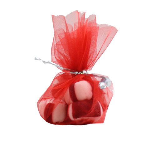 9 In. Red Scalloped Edge Organza Bag Doilies | 25 Count