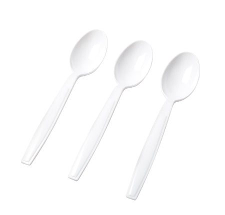 Heavy Duty White Plastic Tea Spoons | 50 Count