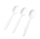 Heavy Duty White Plastic Tea Spoons | 50 Count
