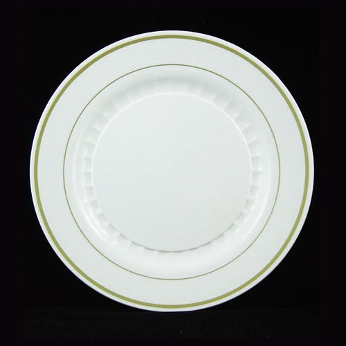 7 In. White/Gold Elegance Plates | 10 Count