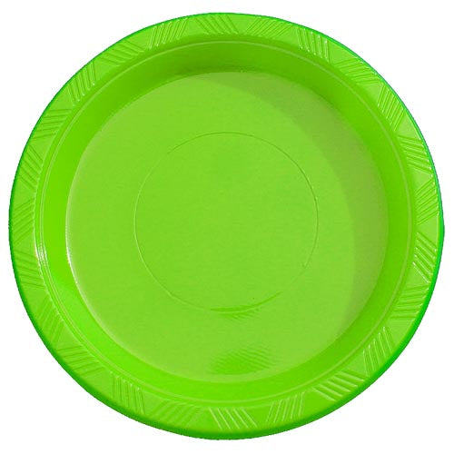 7 In. Lime Green Plastic Plates | 15 Count