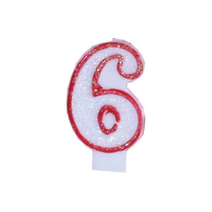 "6" Large Birthday Candle