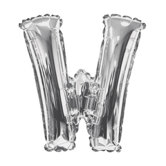 34" Letter W Silver Mylar Balloon
