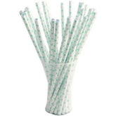Small Mint Polka Dot Paper Straws | 25 Count