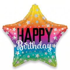 Vibrant Rainbow Star Foil Birthday Balloon - 17"