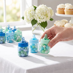 Mini Baby Bottle Fillable Favors - Blue & Green, 6-Pack