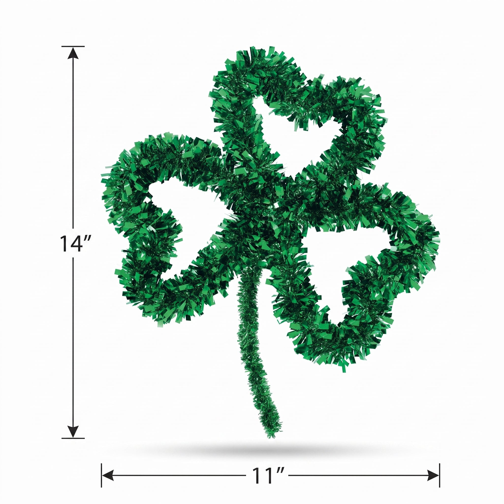Festive Green Tinsel Shamrock Hanging Decoration, 14-Inch