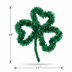 Festive Green Tinsel Shamrock Hanging Decoration, 14-Inch