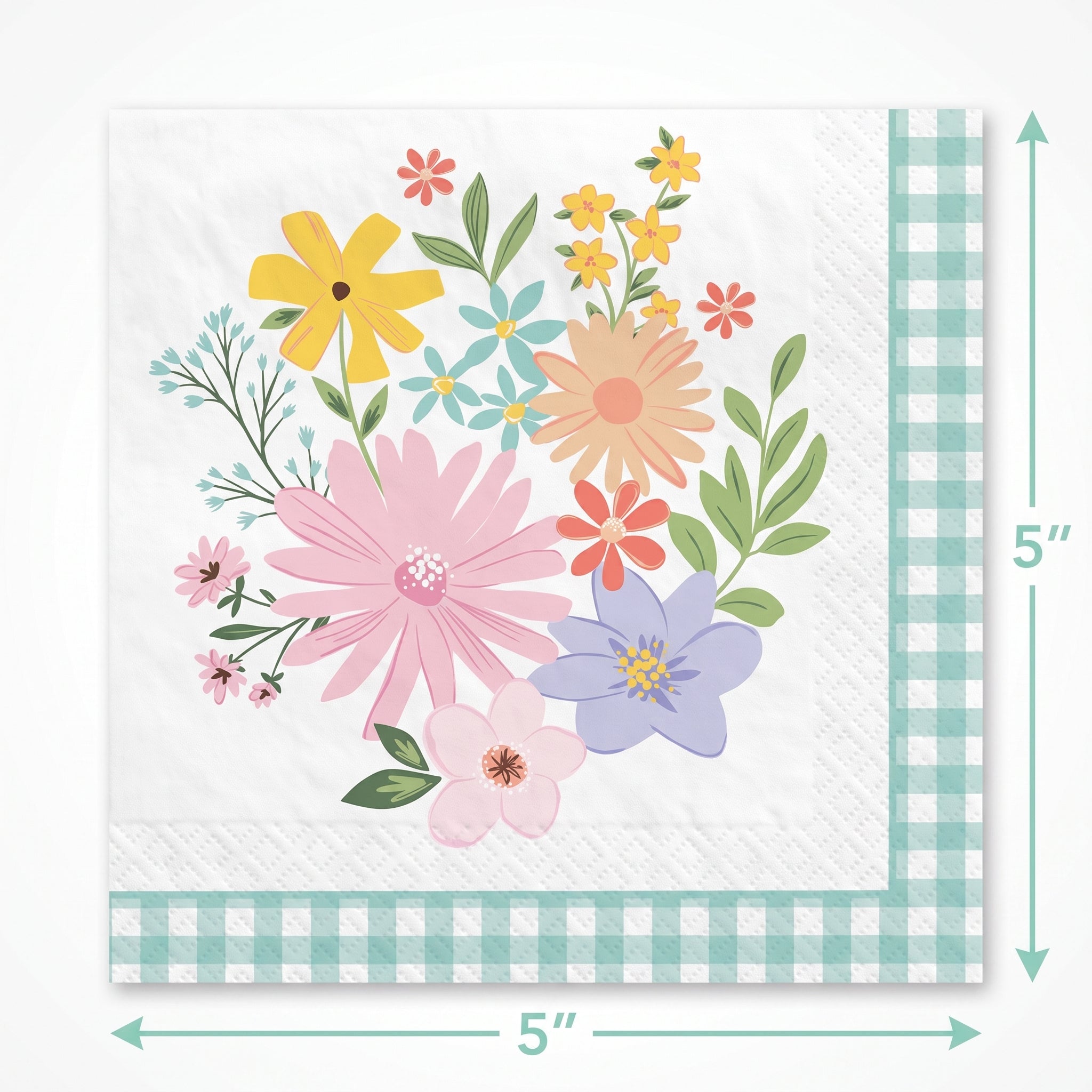 Springtime Blooms Beverage Napkins - 16 Pack - 5 In. X 5 In.
