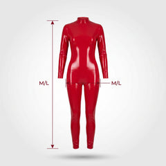 Adult Red Glossy Catsuit - M/L Halloween Costume