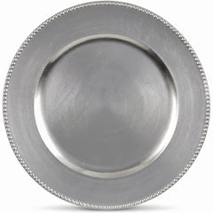 Premium Silver Plastic Charger Plates - 13" Round, Set of 4