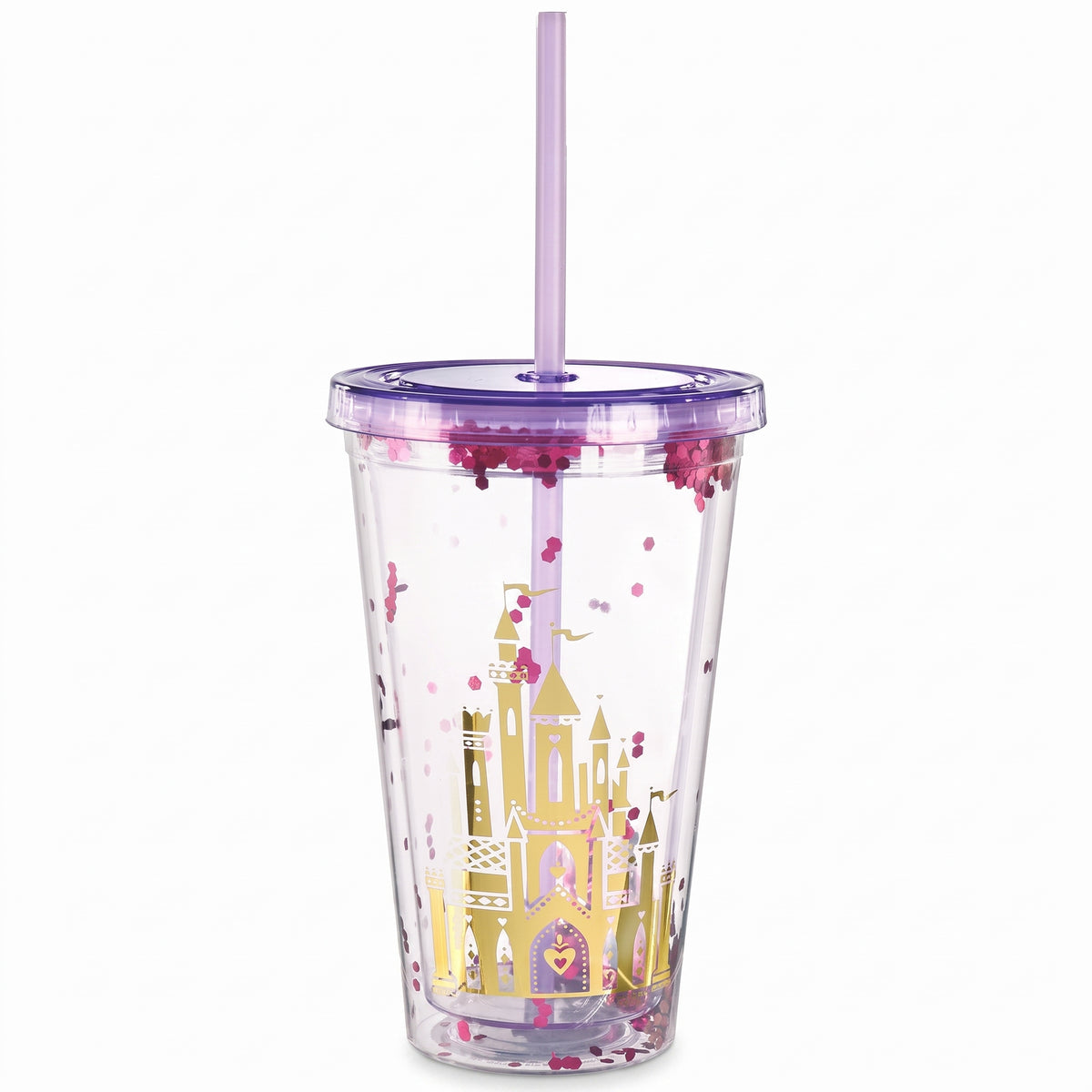 Disney Princess Glitter Confetti Tumbler Cup with Straw - 16oz