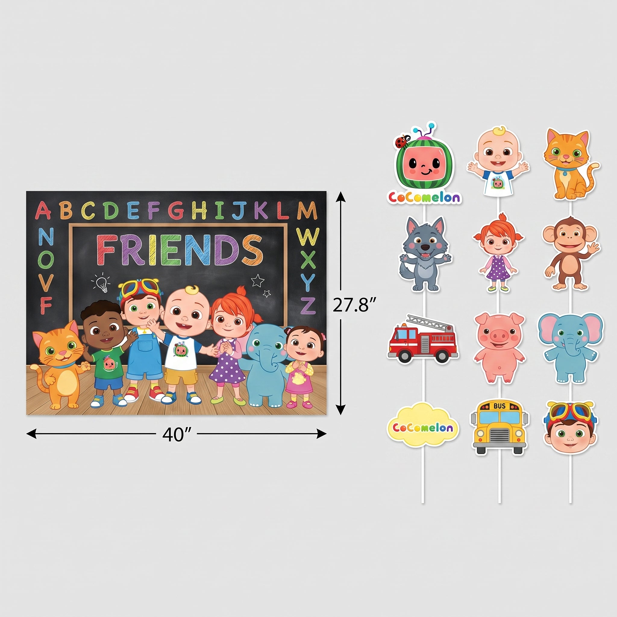 CoComelon Photo Booth Scene Setter Kit with Props for Kids' Birthday Parties