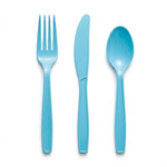 Caribbean Blue Assorted Plastic Cutlery Set - 7.5 in. - 24 Pack