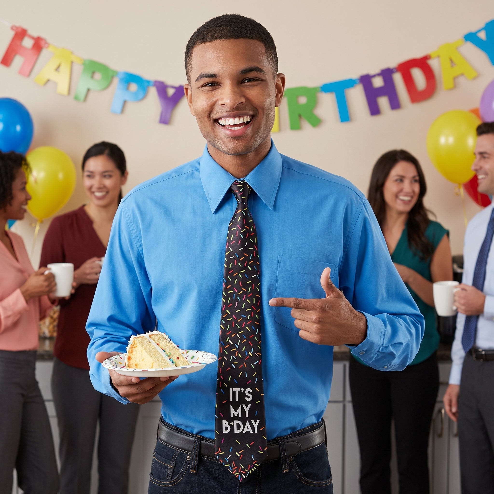 "It's My B-Day" Multicolor Sprinkle Necktie