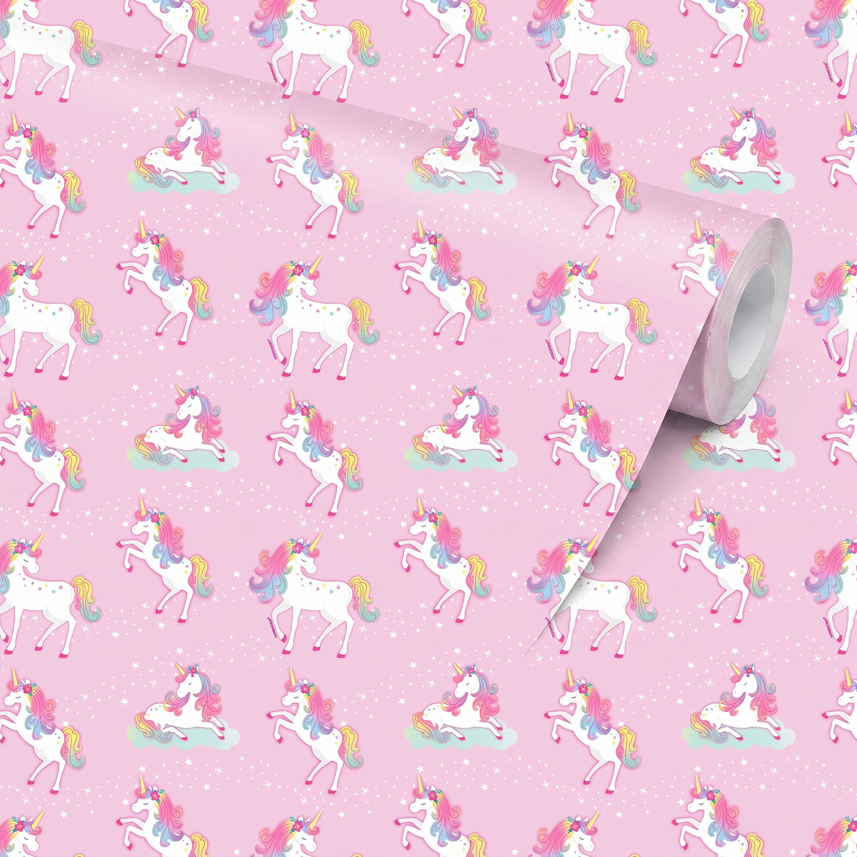 Enchanted Unicorn Gift Wrap, Pink, 5 ft - Perfect for Kids' Birthday Parties