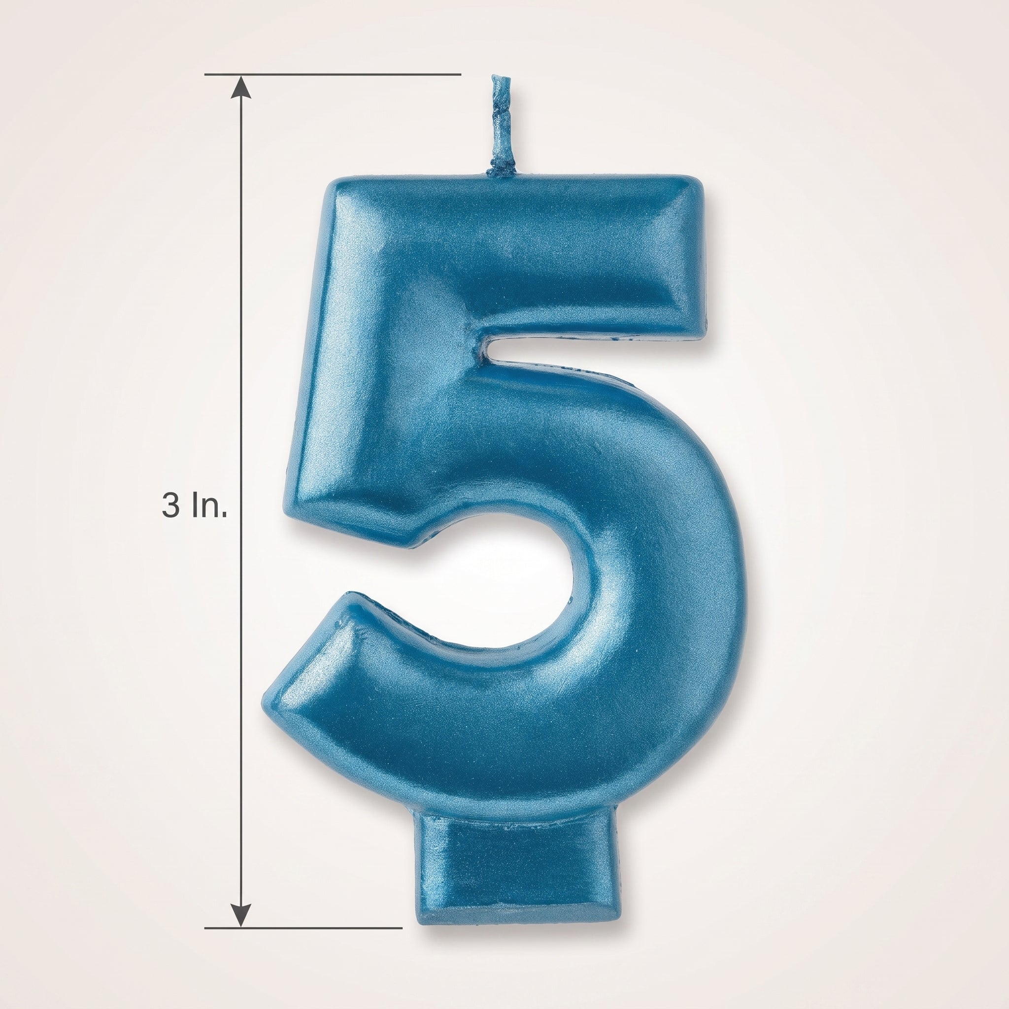 Metallic Blue Number 5 Birthday Candle