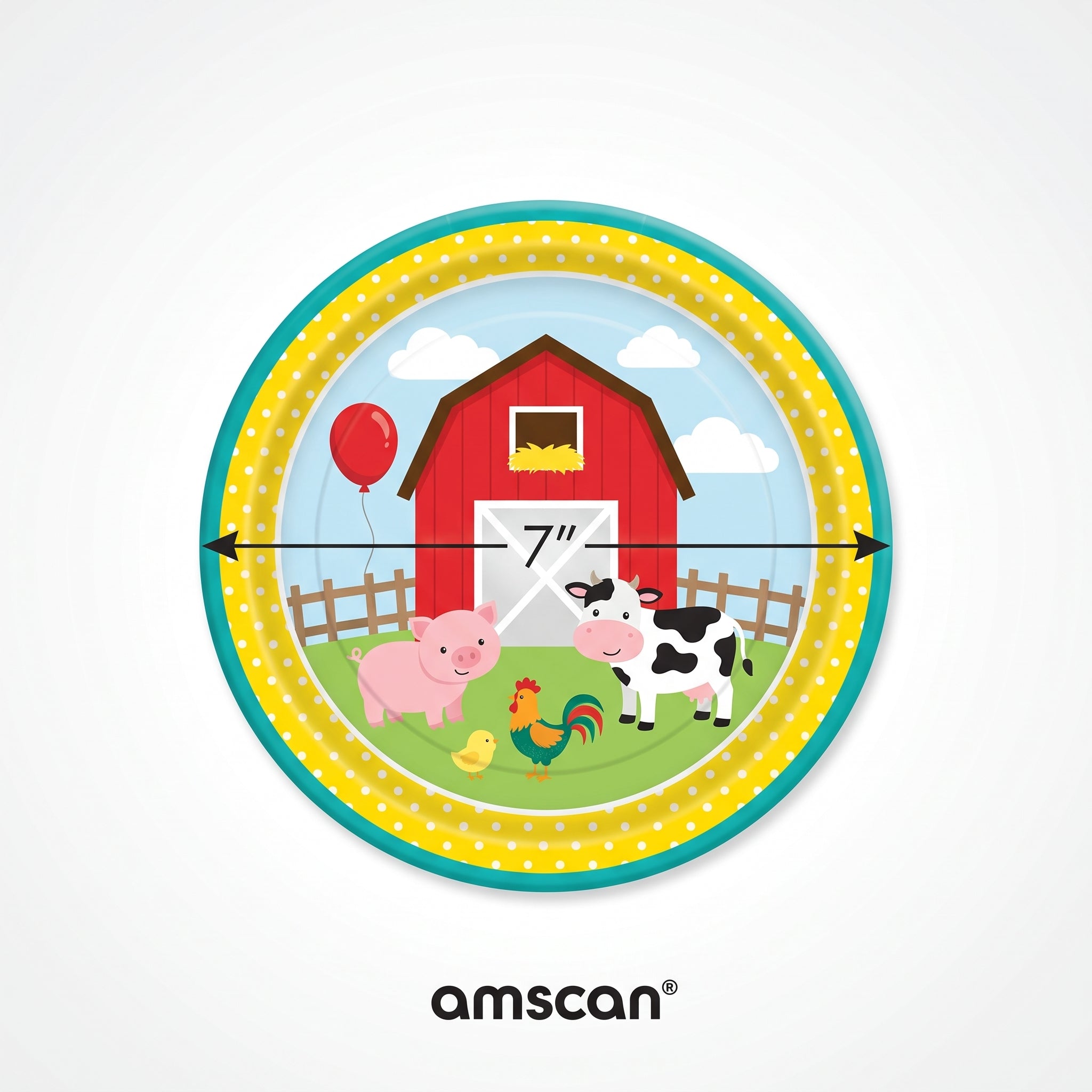 Barnyard Friends 7" Round Paper Plates