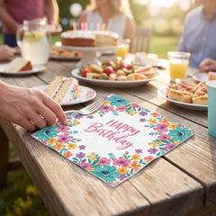 Pretty Petals Birthday Lunch Napkins - 6.5 In. x 6.5 In.