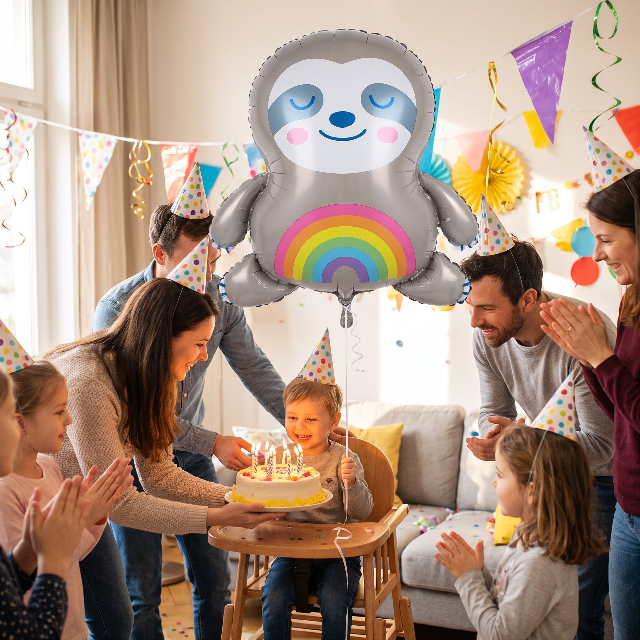 Rainbow Sloth Shape Foil Balloon