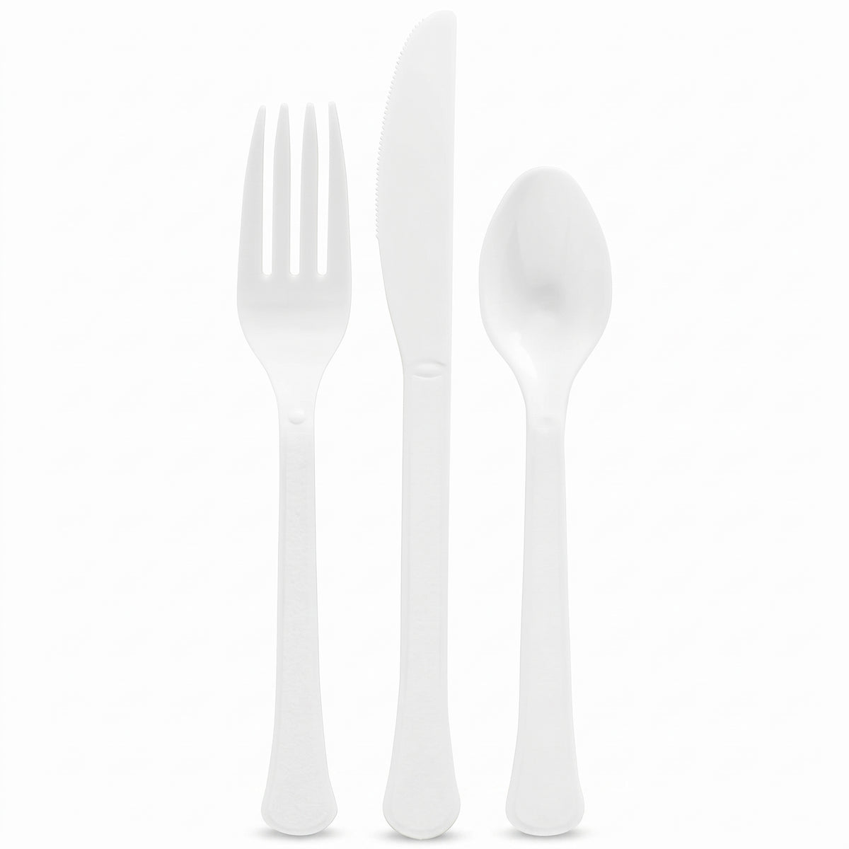 Frosty White Plastic Cutlery Assortment - 7.5 in.
