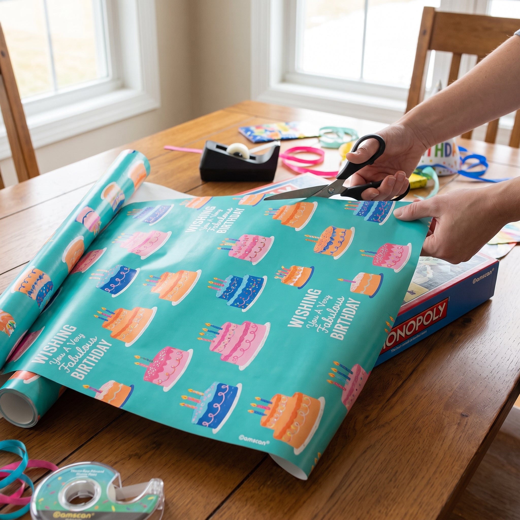 Festive Birthday Cakes Gift Wrap Roll