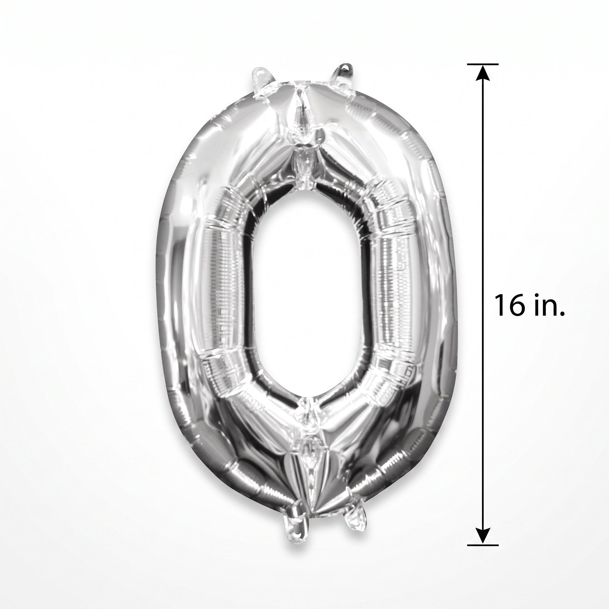 Silver Foil Number 0 Balloon - Air-Filled Metallic Decor