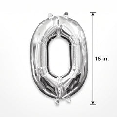 Silver Foil Number 0 Balloon - Air-Filled Metallic Decor