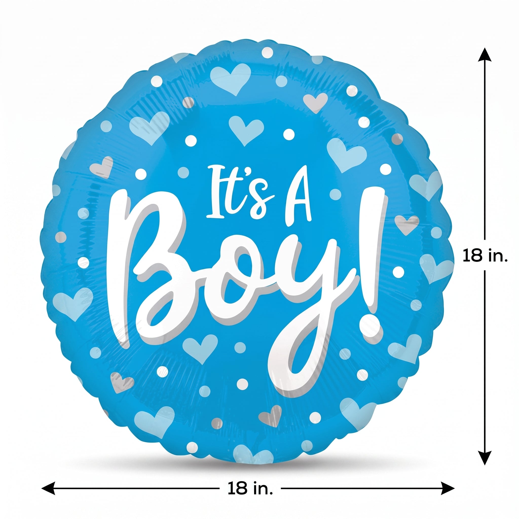 "It's a Boy!" Heart & Dots Foil Balloon - 18in