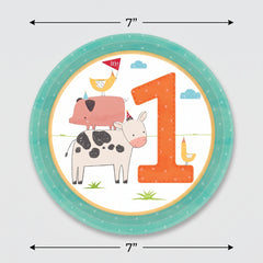 Barnyard Bash 7" Paper Plates - Baby's First Birthday