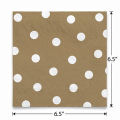 Elegant Gold Polka Dot Luncheon Napkins - 6.5 In. X 6.5 In.