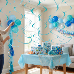 Caribbean Blue Swirl Decorations, 22-Inch, 3-Pack