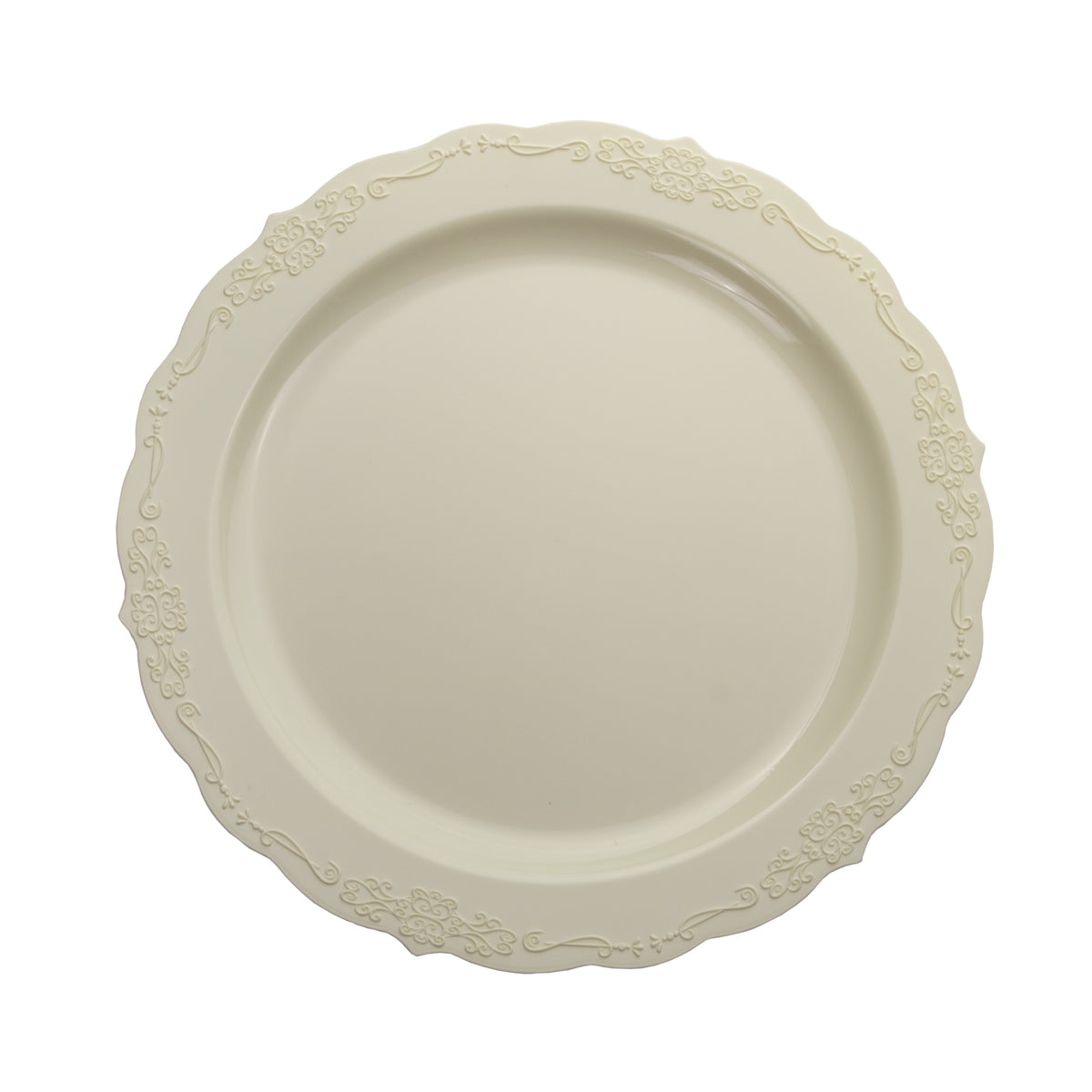 10 In. Ivory Victorian Design Plates - 20 Ct.