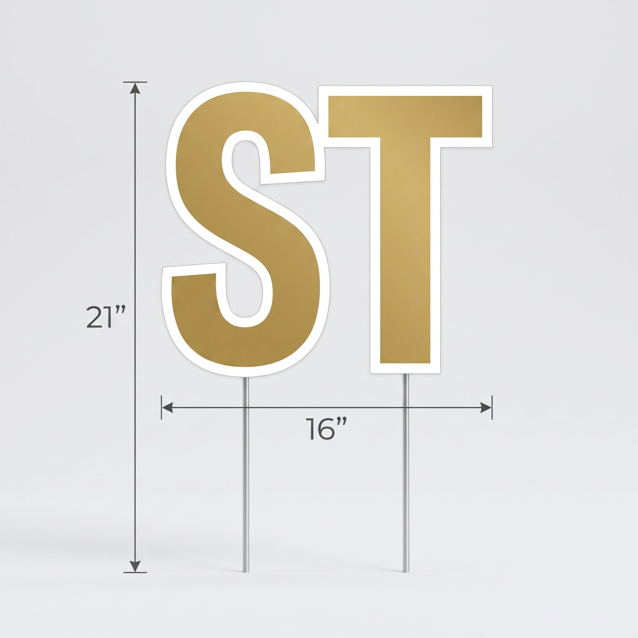 Gold "ST" Yard Sign for Birthdays