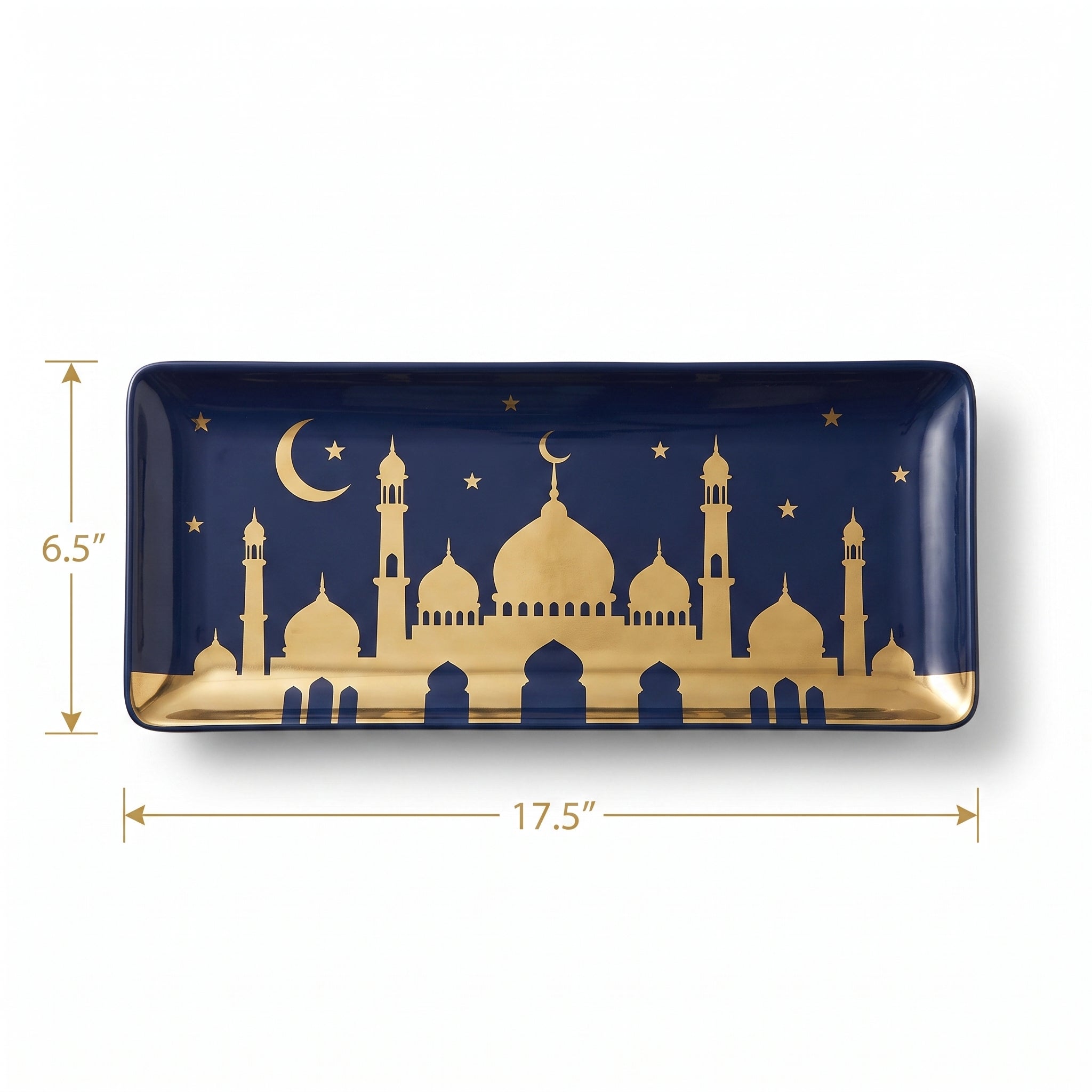 Elegant Eid Celebration Plastic Serving Platter - Navy and Gold