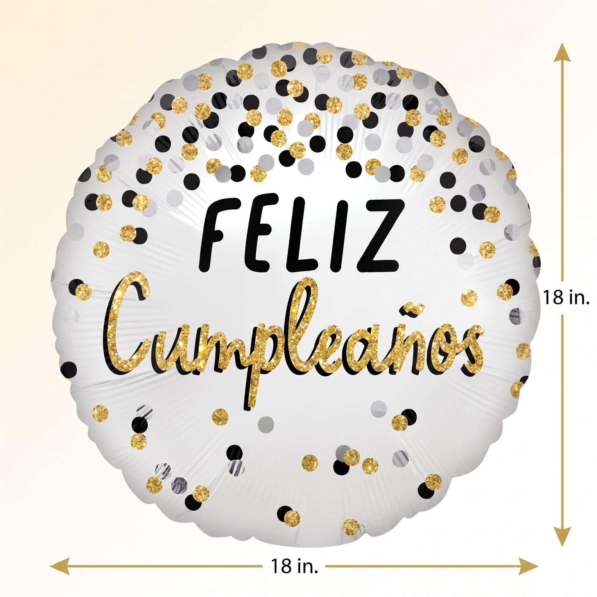 Elegant Metallic Birthday Balloon in Black, Silver, and Gold