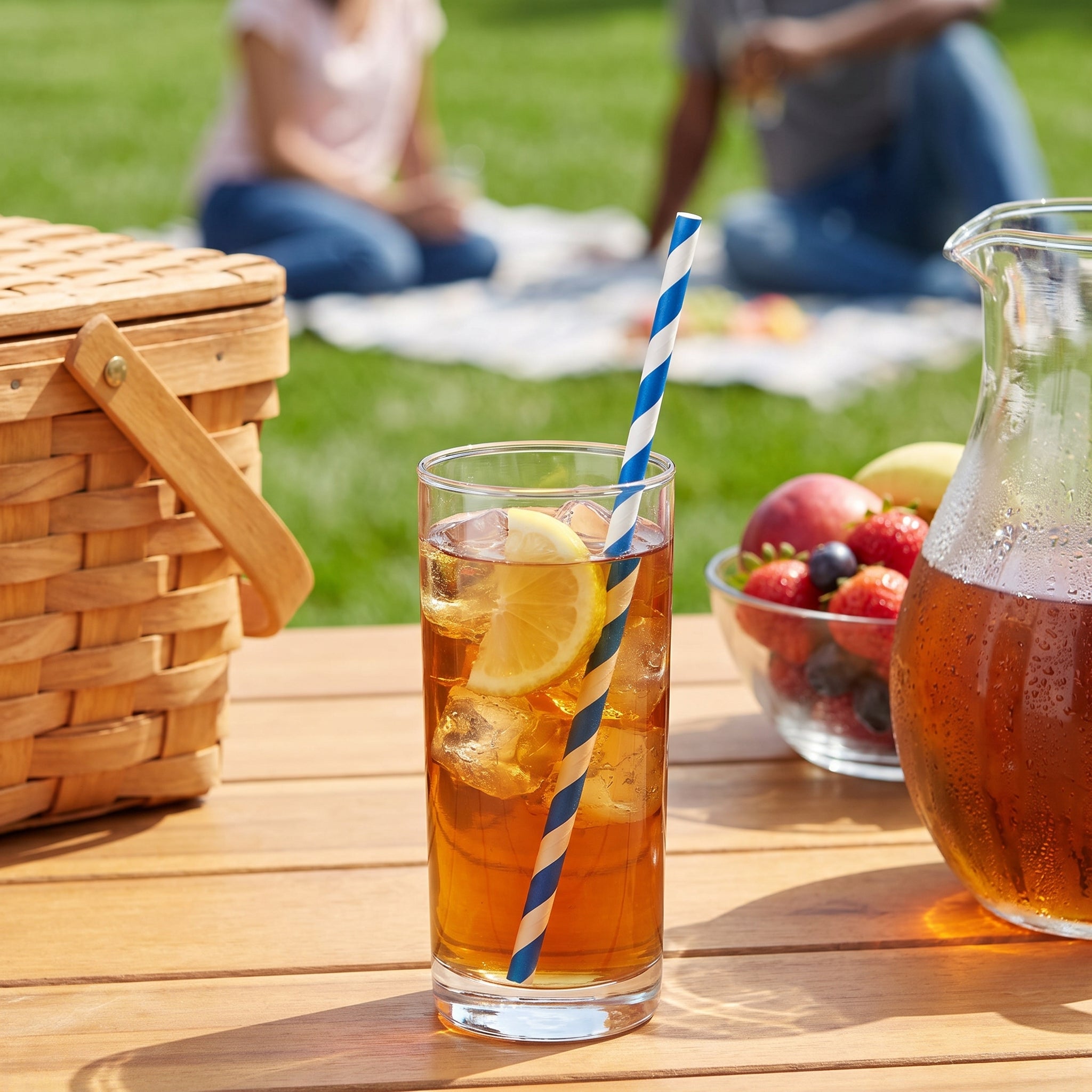 Bright Royal Blue Paper Straws - 7.75 in.