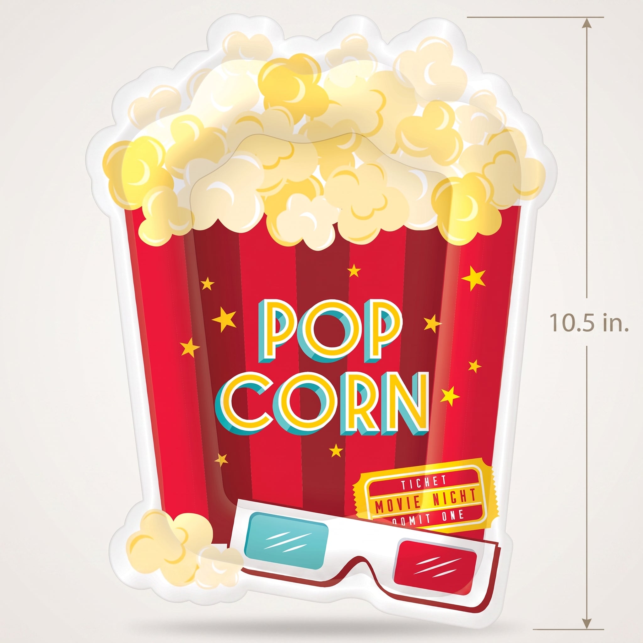 Movie Night Popcorn Shaped Paper Plates, 10.5-Inch, 20-Pack - 10.5 in.