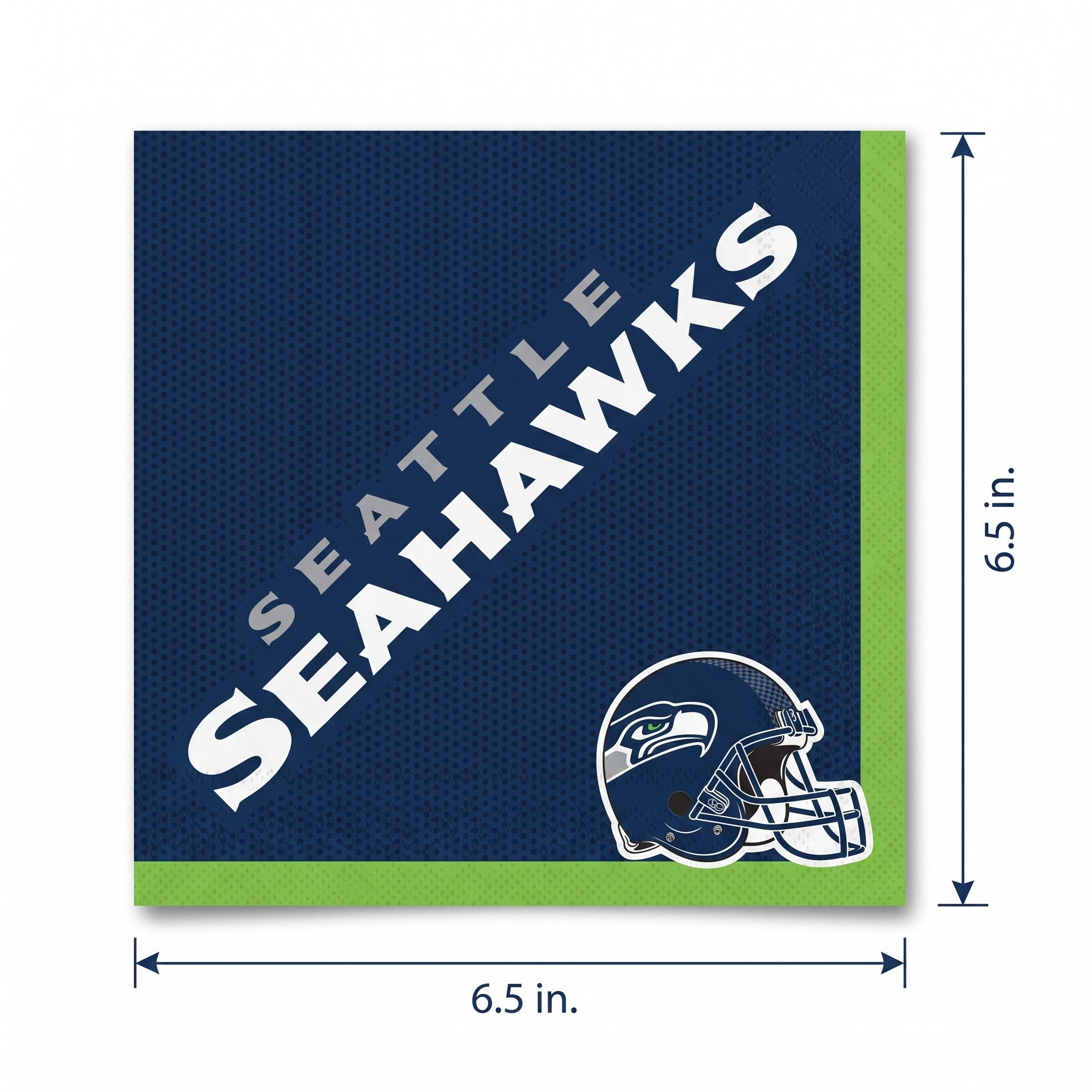 Seattle Seahawks NFL Lunch Napkins - 6.5 In. x 6.5 In. - 36 Pack