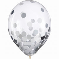 Silver Confetti Latex Balloons - 12" (Pack of 6)