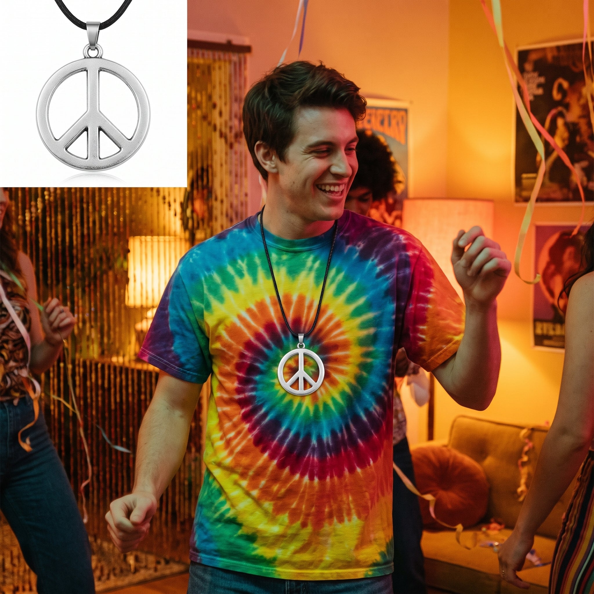 Groovy 60's Peace Medallion Necklace