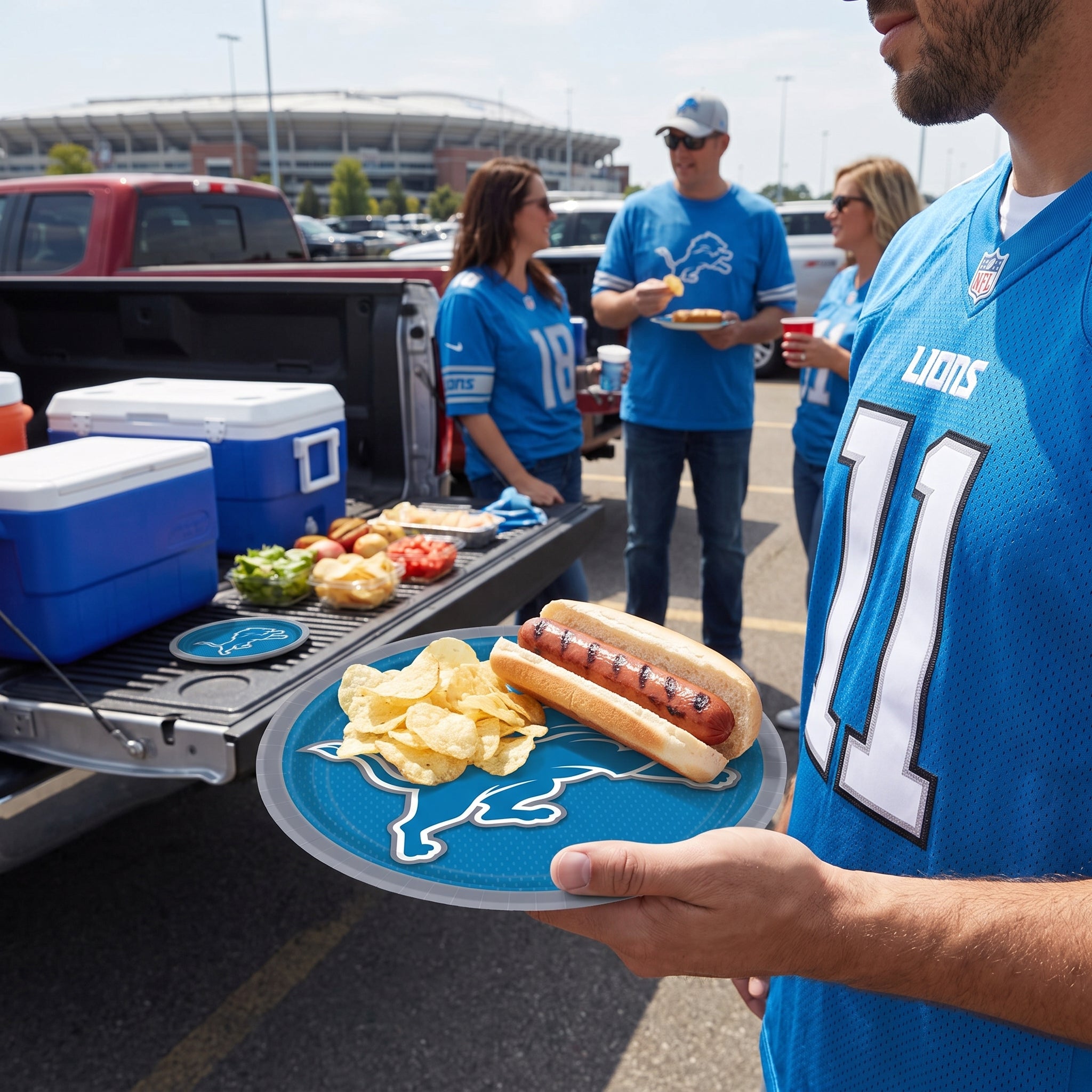 Detroit Lions 7" Round Paper Plates - NFL Party Supplies