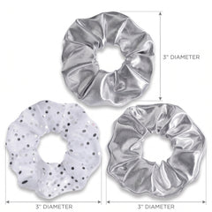 Silver Shine Hair Scrunchies Set - 3 Pack