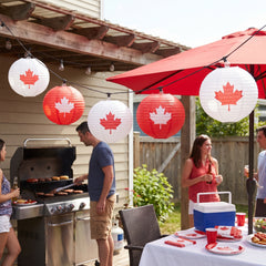 Mini Maple Leaf Lanterns - Canada Day Hanging Decorations, 5-Pack
