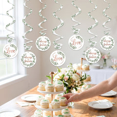 Love & Leaves Spiral Hanging Decor for Weddings, 12-Pack